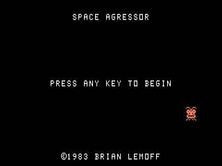 Space Agressor opening screen