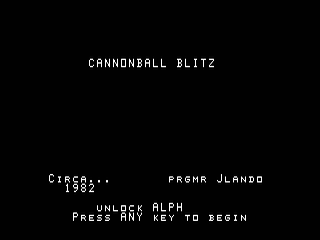 Cannonball Blitz opening screen