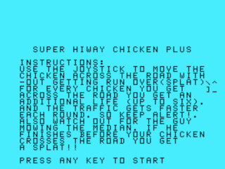 Super Hiway Chicken Plus opening screen