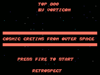 Cosmic Cretins From Outer Space opening screen