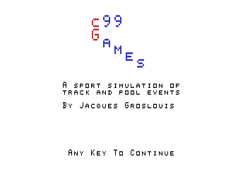 c99 Games opening screen
