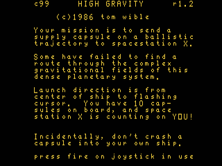 High Gravity opening screen