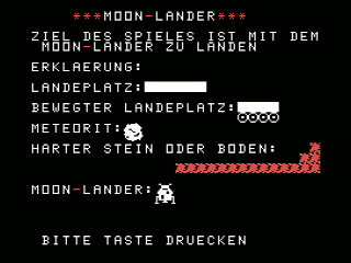 Moon Lander opening screen