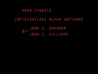 Mean Streets opening screen