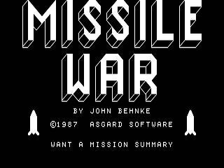 Missile War opening screen
