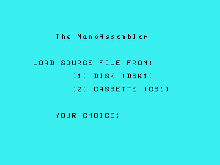 Nano Assembler opening screen