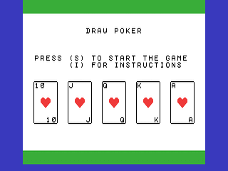 Draw Poker opening screen
