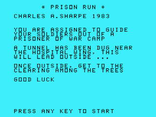 Prison Run opening screen