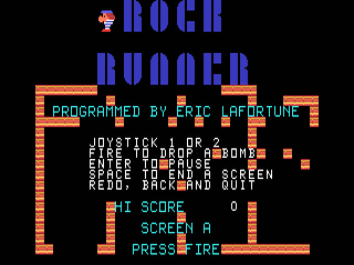 Rock Runner opening screen