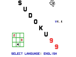Sudoku99 opening screen