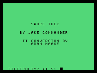 Space Trek opening screen
