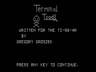 Terminal Toads opening screen