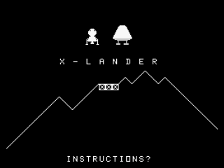 Xlander opening screen