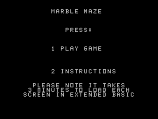 Marble Maze opening screen